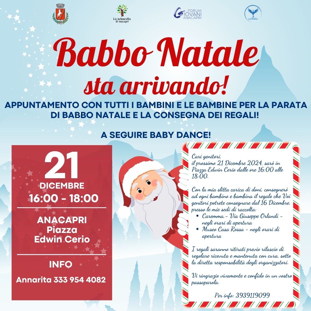 Eventi natalizi - Babbo Natale sta arrivando! 21 dicembre 2024 